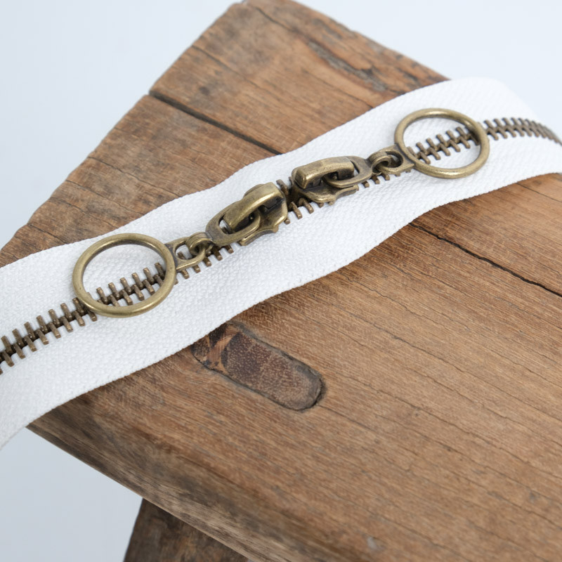 40cm Double Slider Circle Clasp, White Brass - Maison Klem